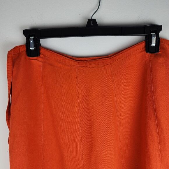 Sherry Taylor A-line Orange Cotton Rayon Skirt Knee Length Midi Size M - Picture 5 of 10